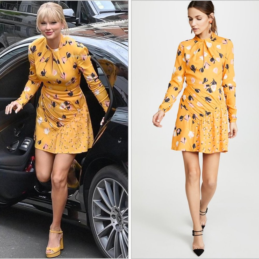 Self-Portrait Yellow Floral Mini Dress